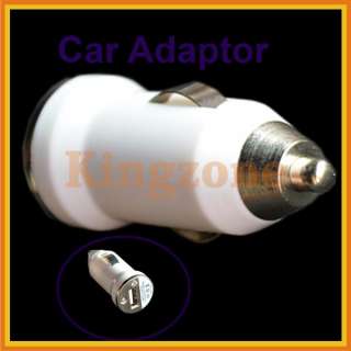 New White USB Mini Car Charger Adaptor For Apple iPhone iPod K  