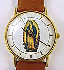Watch Bracelet GUADALUPE Virgin Mary Brown Leather