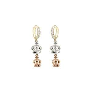   , Tiara Crown Design Dangling Drop Earring Lab Created Gems Jewelry