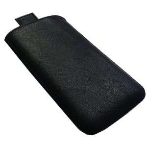  APPLE IPHONE 4 / 4G Black Textured PU Leather Pouch / Case 