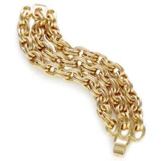 Lee Angel Safina Triple Row Gold Plated Double Link Bracelet 