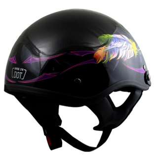 Womens DOT Motorcycle Helmet Feather Ladies Black [L]  