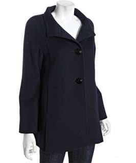 Cinzia Rocca navy fleece wool cashmere three button swing coat