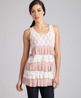 Design History petal jersey and lace tiered tank
