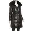 sam jet black laquered alpine fox fur down coat
