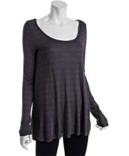 Free People thorn jersey faint stripe scoop neck top   up to 