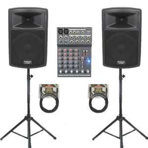 Karaoke PA Band 10 Pro Audio Powered Active 1000 Watt Speakers, Mixer 
