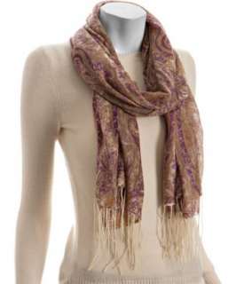 La Fiorentina brown paisley print cashmere scarf   