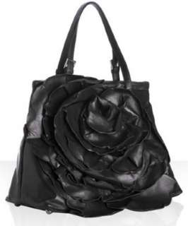 Valentino black leather rosette shoulder bag  