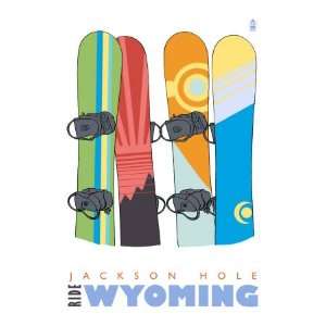  Jackson Hole, Wyoming, Snowboards in the Snow Giclee 