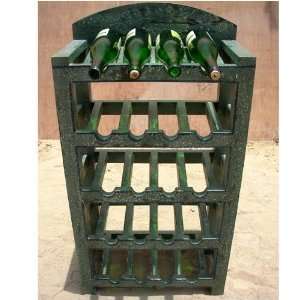   Green Distressed Wood Wine Rack Liquor Storage Stand