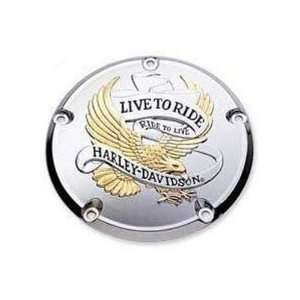   Davidson Chrome / Gold Live to Ride Derby Cover 25340 99A Twin Cam