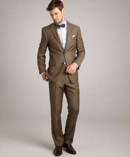 style #315150501 olive sharkskin wool Nathan 2 button trim fit suit 