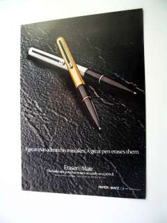 Papermate Erasermate ballpoint pen pens 1980 print Ad  