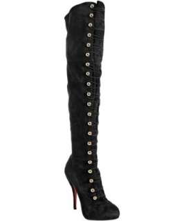 Christian Louboutin black suede Supra Fifre button detail tall boots 