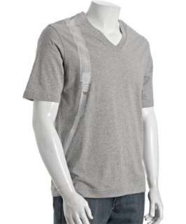 Yohji Yamamoto heather grey jersey backpack printed v neck t shirt 