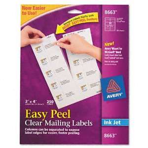 Avery Products   Avery   Easy Peel Inkjet Mailing Labels, 2 x 4, Clear 