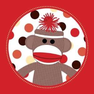  Red Sock Monkey Favor Sticker Seals   Baby Shower: Arts 