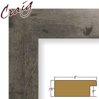 Picture Frame Flat Gray Rustic Pine 2 Wide Complete New Frame (74023 