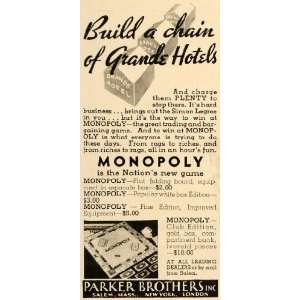 1935 Ad Parker Brothers Monopoly Board Game Editions   Original Print 