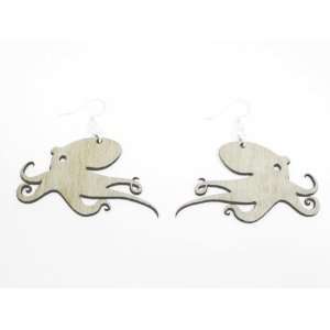  Natural Wood Octopus Wooden Earrings GTJ Jewelry