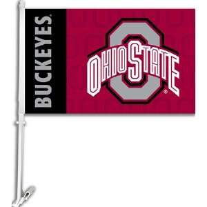  Ohio State Buckeyes Car Flag W/Wall Brackett (Set of 2 