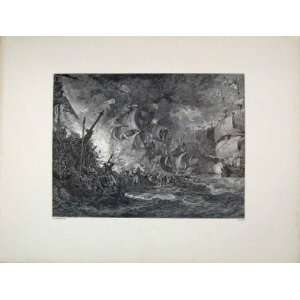 Scene Defeat Spanish Armada Ship Engraving Loutherbourg 