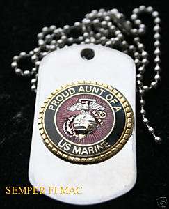 PROUD AUNT OF A US MARINE DOG TAG PIN BOOT CAMP UNCLE  