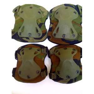  Flexible Camo Green Paintball Knee and Elbow Pads Combo 