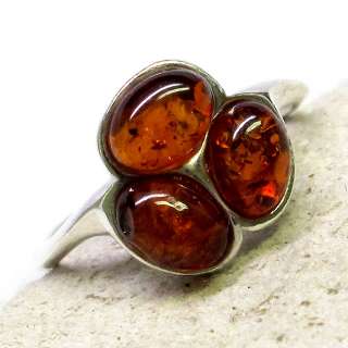 LOVELY BALTIC AMBER 925 STERLING SILVER RING SIZE 9  