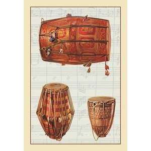  Vintage Art Native American Drums   Giclee Fine Art Canvas 