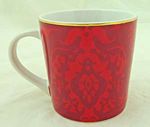 Starbucks 2004 Coffee Cup Christmas Holiday Red on Red Brocade 