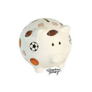  Large Ceramic Sports Piggy Bank  Design features Footballs 