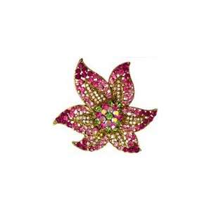  Pink and Green Swarovski Crystal Starfish Brooch 