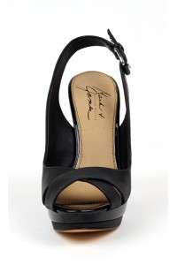   Badgley Mischka Maybel Black Slingback Leather Sandals Shoes Heels