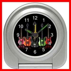 Colorful Neon Guitars Music Fun Travel Alarm Clock  