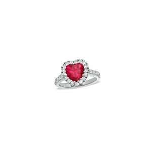  Heart Shaped Ruby and White Sapphire Frame Ring in Sterling Silver 8