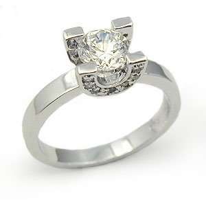 Designer Inspired CZ Rings   Sterling Silver Horse Shoe Cubic Zirconia 
