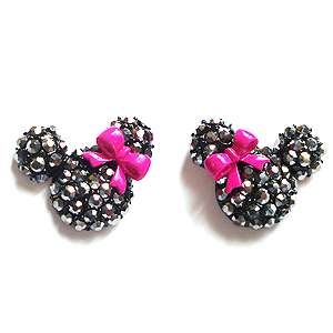   Swarovski Crystal Black Lovely Minnie Mouse Stud Earring free Gift Box