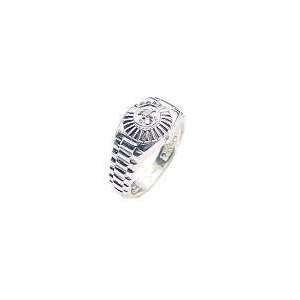    Diamond Solid Sterling Silver Rolex Style Ring 
