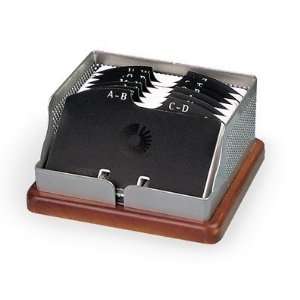  Rolodex Punched Metal & Wood Business Card File, 125 2 1/4 