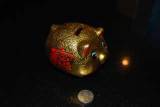 Super Cute Feng Shui 4 Golden Ceramic Money Piggy Bank Fast & Free 