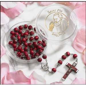 /St. Padre Pio Rose Scented Rosary with Case, Holy Card and Prayer 