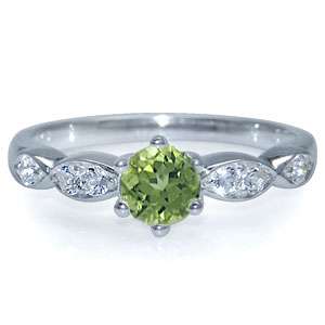 Real Peridot Topaz 925 Sterling Silver Engagement Ring  