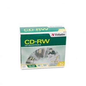  Verbatim 95170   CD RW Discs, 700MB/80min, 2x 4x, Slim Jewel Cases 