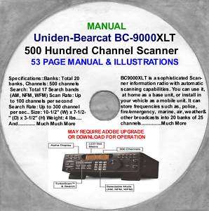Uniden Bearcat BC 9000XLT 500 Channel, Base MANUAL Disc  