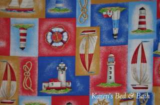 Lighthouse Sailboat Nautical Rope Patch Curtain Valance