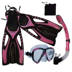  Snorkeling Scuba Diving Snorkel Mask Fins Gear Set Sports 