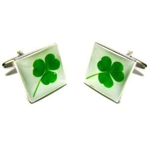  Square Clover Lucky Irish Cufflinks Jewelry
