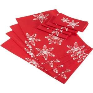   DII Peppermint Snow Crewel Embroidered Table Linen Set